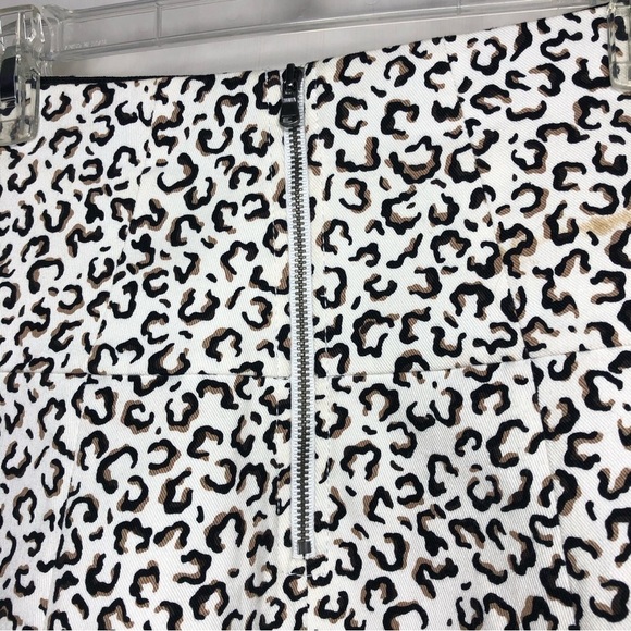 Tibi skirt leopard print jacquard swing flare cream black size 2 - Picture 6 of 11